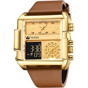 Men's Sport Watch Large Face Digital & Analog Quartz Wrist  with LED watch